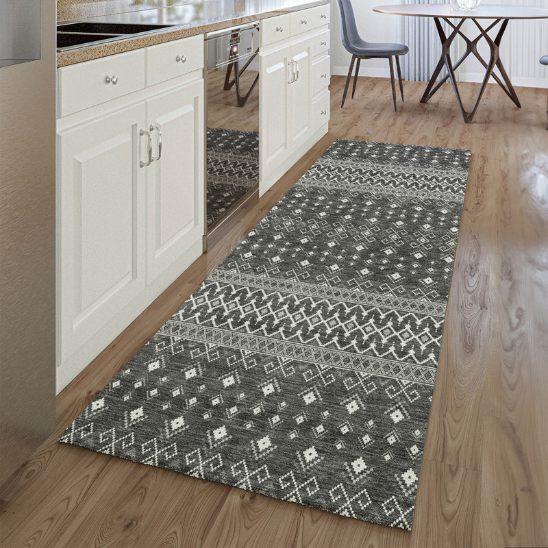 Premium Machine Washable Prisco Gray Rug, Runner 2'3" x 7'6"