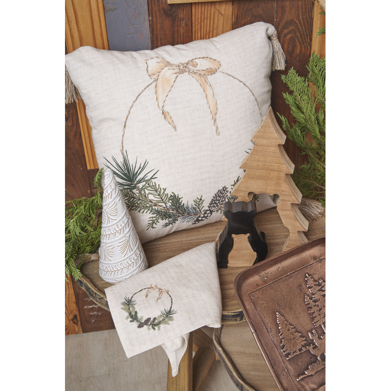 18" x 18" Pinecone Wreath Throw Pillow
