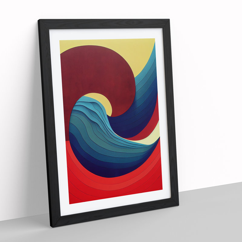 Ocean Wave Modern No.2 - Single Picture Frame Print, 64cm H x 46cm W x 2cm D, Black