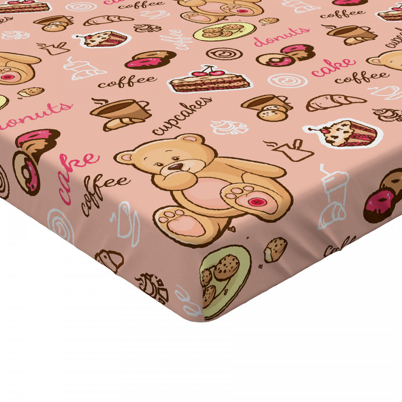 Microfiber Fitted Sheet, Full/Double Fitted Sheet, Pink Teddy Bear