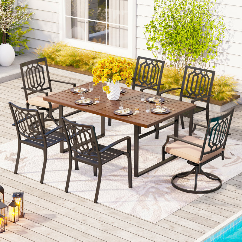 Argyri 6 - Person Patio Dining Set with Rectangular Table , Cushions Included