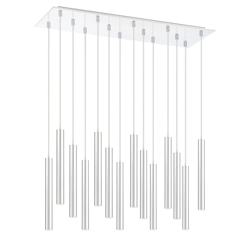 Luminaire suspendu cylindrique à DEL 14 lumières Bowning, Chrome