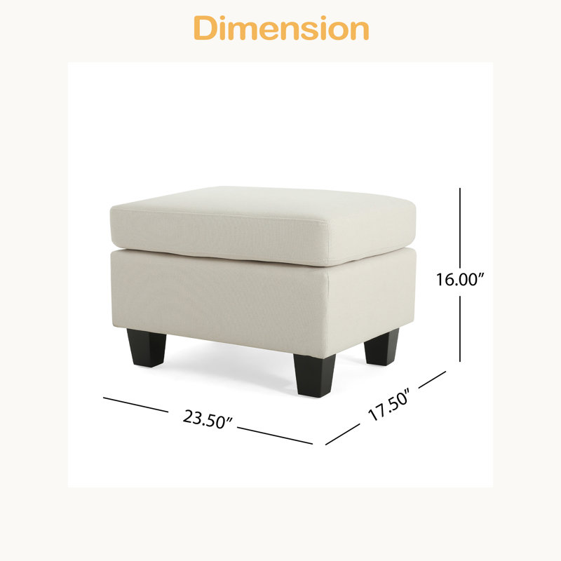 Upholstered Ottoman, White