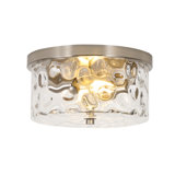 Alixandra 2-Light Flush Mount Ceiling Light With Clear Hammered Glass