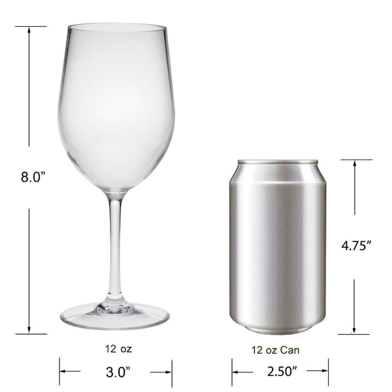 Plastic Wine Glasses Set of 4, 12 oz