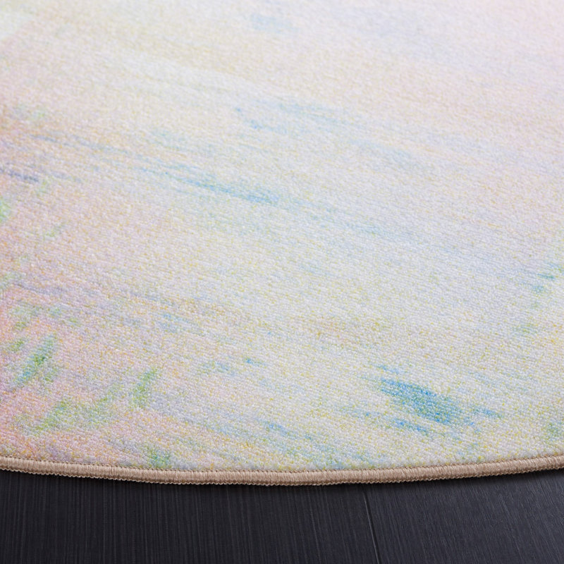 Natoyia Performance Machine Washable Geometric Rug, Round 6'7"