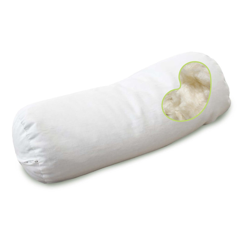  Neck Roll Organic Kapok Pillow - Organic Cotton Zippered Shell, 4 x 12 Pillow ONLY, Kapok Fill