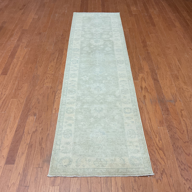  Handmade Whitewash Oushak Wool Runner