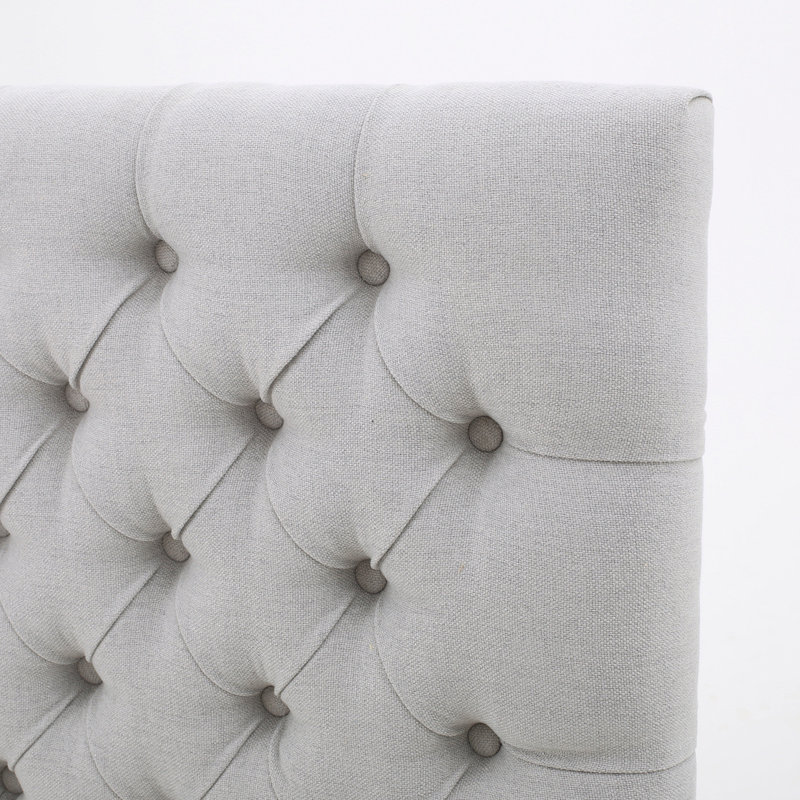 Tufted Upholstered Queen Size Bed Headboard In Modern Button Design, Adjustable Solid Wood Head Board, Solid Wood Head Board With Durable Metal Legs In Bedroom