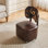 Fauteuil de coiffeuse rétro avec dossier floral et roulettes à 360 ° - brun