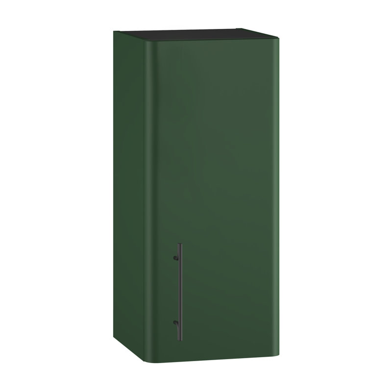 Ashat Wall Bathroom Cabinet, Conifer Green Supermatt/Black, Right