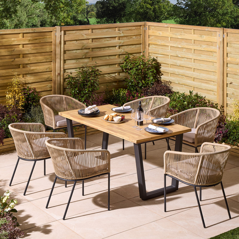 Rowlinson Oslo 6 Seat Dining Set, 75cm H x 90cm W x 160cm D