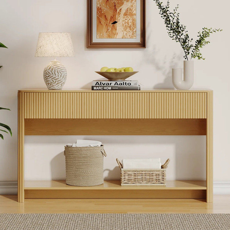 Console américaine de style champêtre rétro, Bois naturel