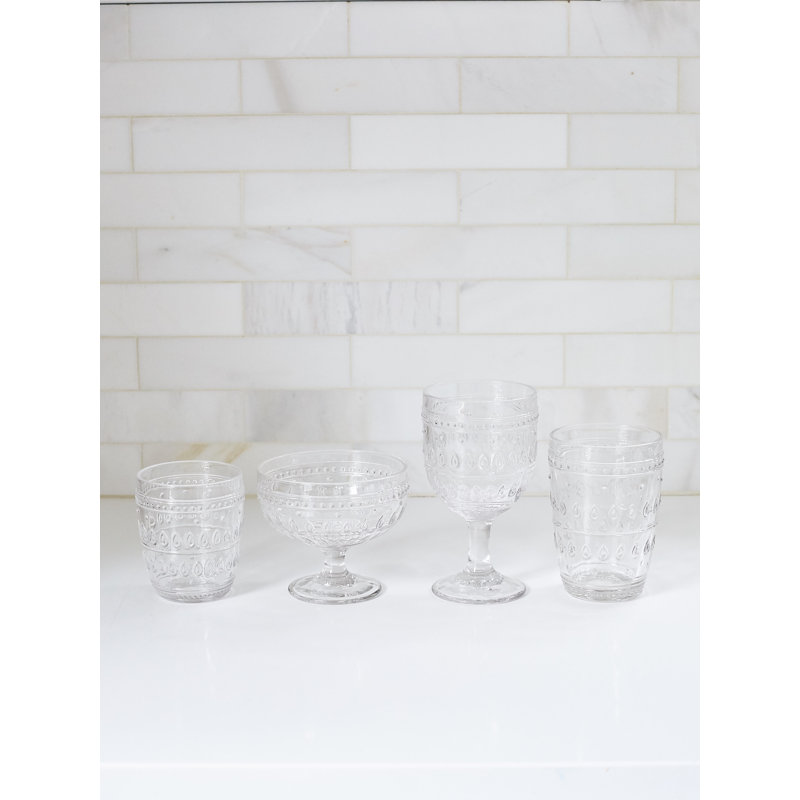 Fez Clear Textured Glass 12oz Old Fashion Glass Set of 4