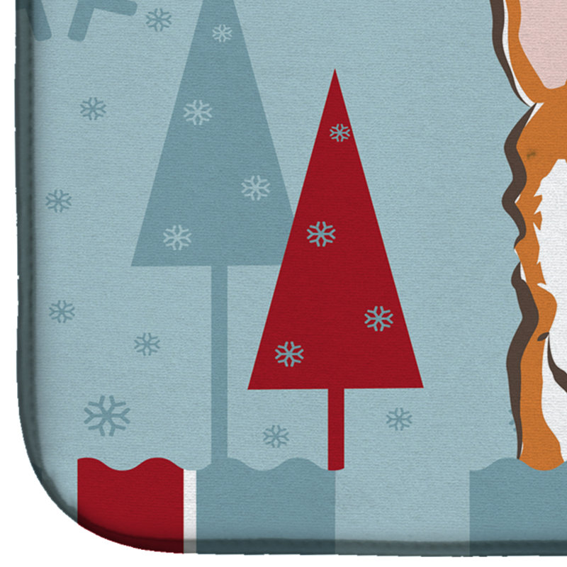 Tapis de séchage sable corgi winter fêtes, Brun