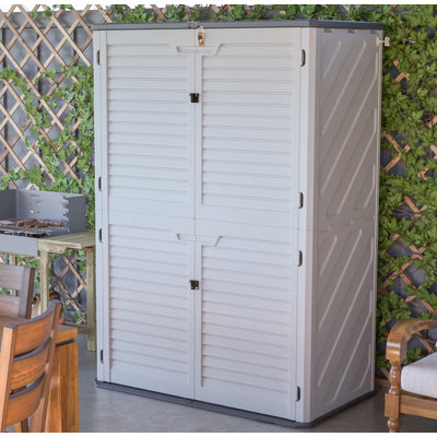 Armoire de rangement en résine résistante à la rouille avec cloisons, rangement extérieur spacieux résistant aux intempéries et aux rayons UV