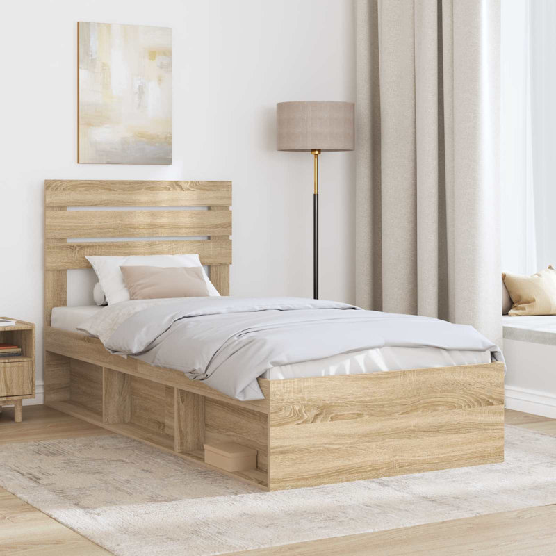 Solid Wood Bed Frame, Single (3'), Artisian Oak