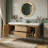 59.3" Floating Double Bathroom Vanity With SMC Top, Modern Wall-Mounted Cabinet With 2 Soft-Close Drawers & Doors, Natural Wood