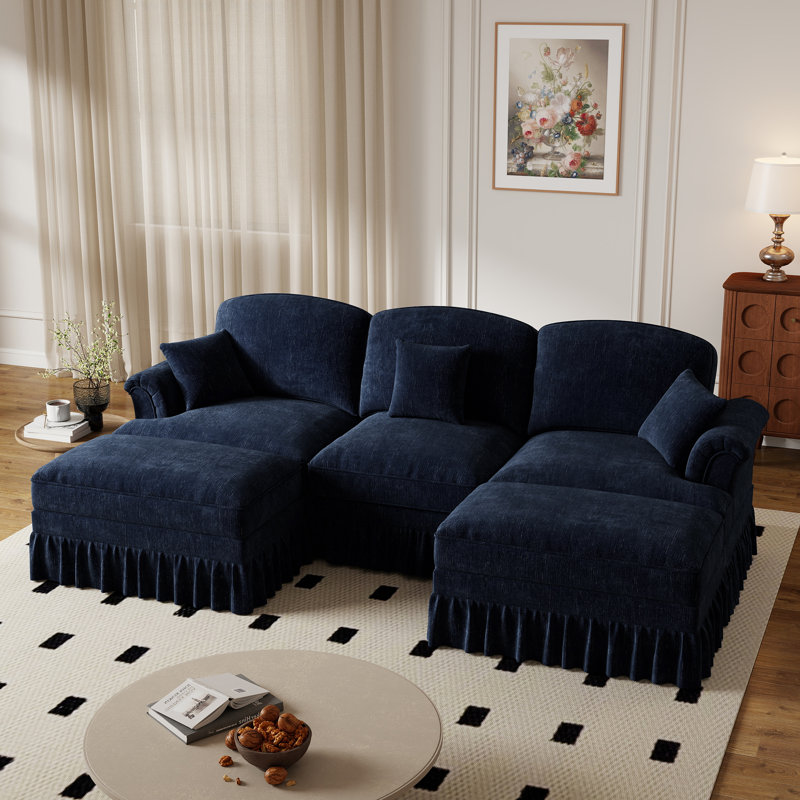 Canapé à coussins souples 107,7 po, Bleu