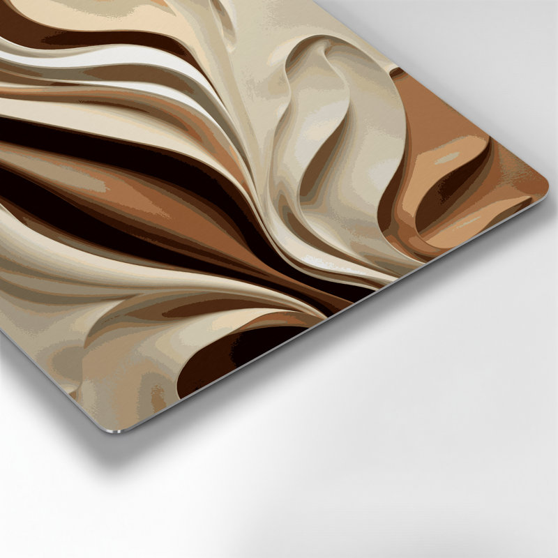Art mural abstrait en métal beige 84, H 32 po x l 32 po