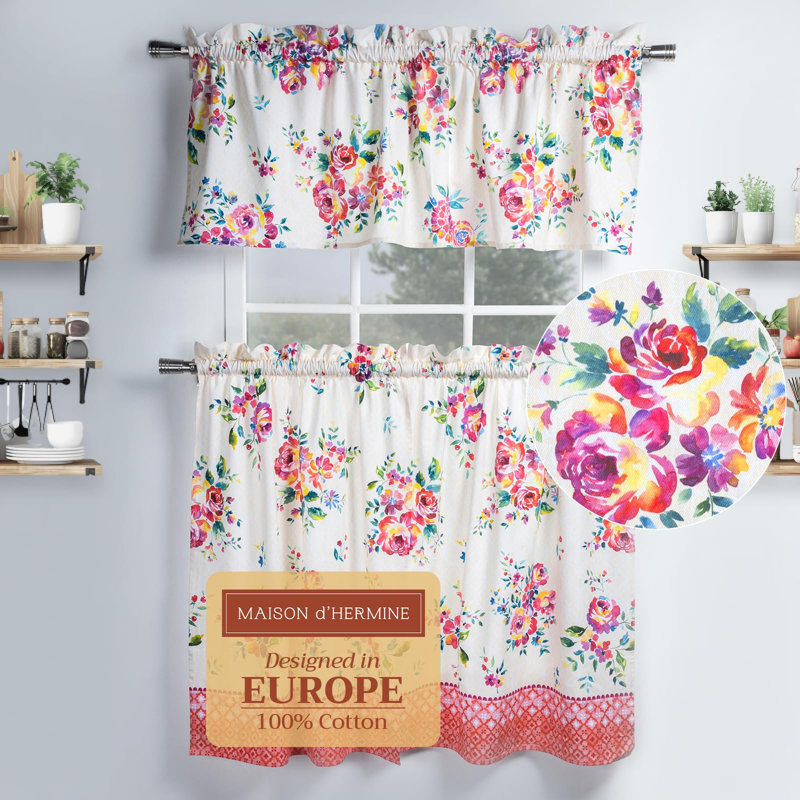 Ensemble de rideaux de cuisine 100% coton Maison d 'Hermine