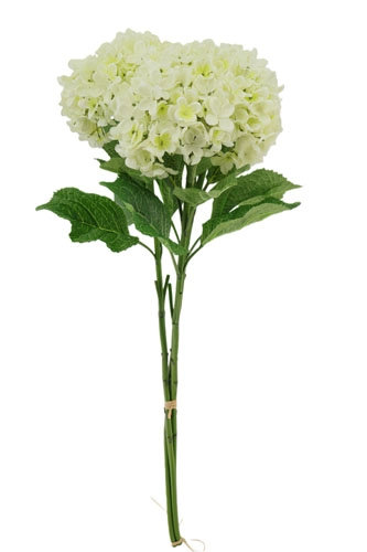 35" Light Green Artificial Hydrangea Stems, White