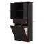 Armoire de rangement haute pour salle de bain avec 2 paniers à linge, armoire de salle de bain en bois avec portes et tiroir, tablettes réglables-371656477