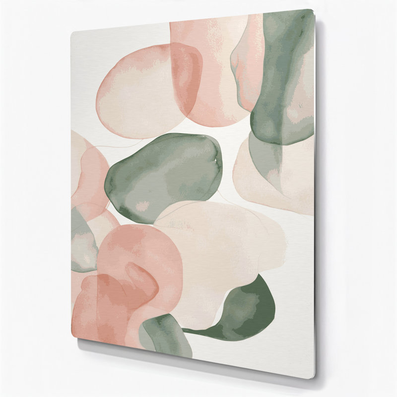 Abstrait aquarelle 31, art mural en métal beige