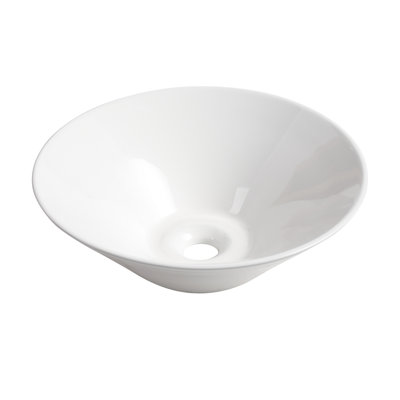 Lavabo de salle de bain rond en céramique blanc au-dessus du comptoir, nettoyage indolore, idéal pour toute salle de bain, lavabo de 16,46 po de profondeur et de largeur, résistant aux taches, installation sans effort, hauteur de l'évier 5,75 po