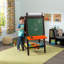Chevalet de rangement en bois avec surfaces effaçables à sec et tableau noir, mobilier d'art pour enfants - espresso