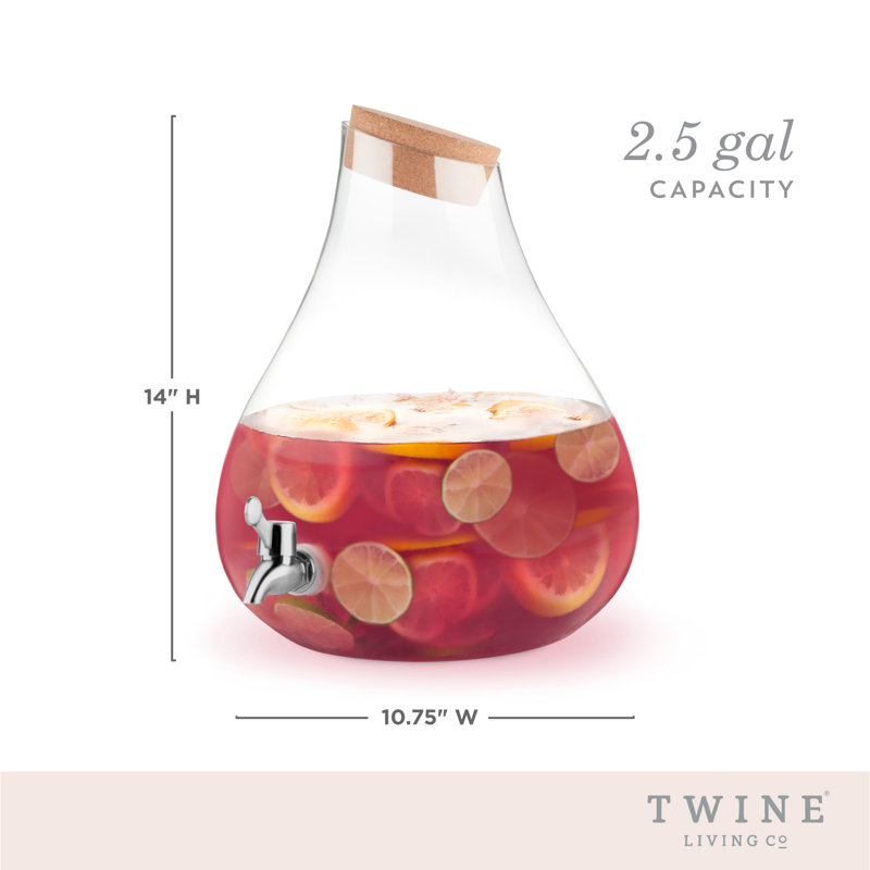 Teardrop Glass Beverage Dispenser with Cork Top and Silver Spigot