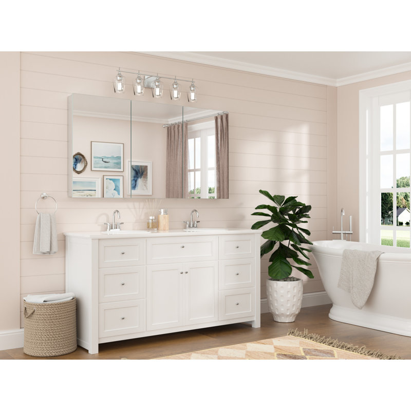 Armoire à pharmacie Husai, H 32 po x l 60 po x P 4,3 po, Argent argent