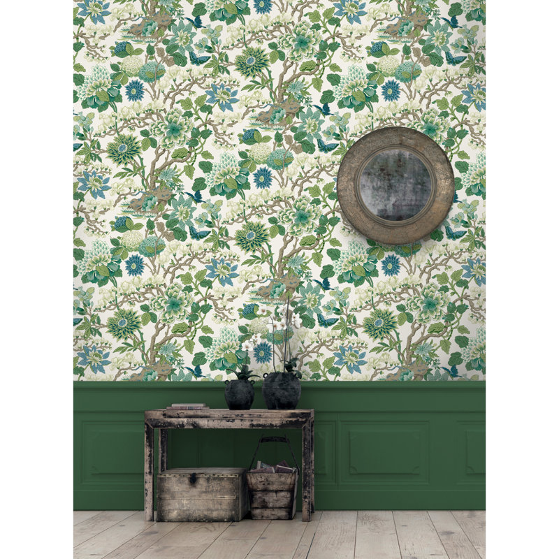 32.97' L x 27.55" W Wallpaper Roll, Dark Gray/Beige
