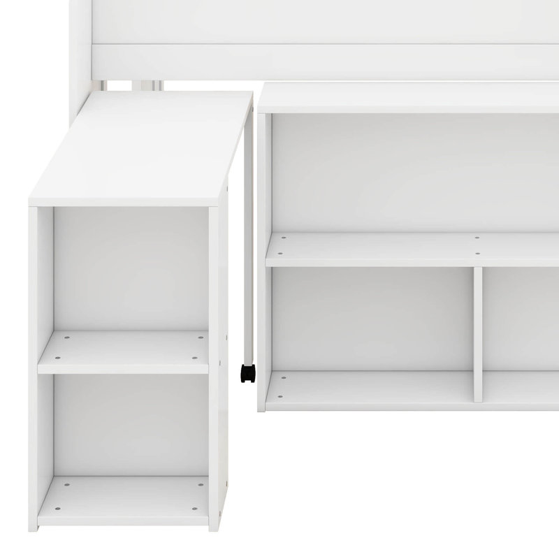Lit mezzanine pleine grandeur pour enfants avec bureau et lit mezzanine en bois robuste à DEL avec plusieurs tablettes de rangement pour garçons et filles