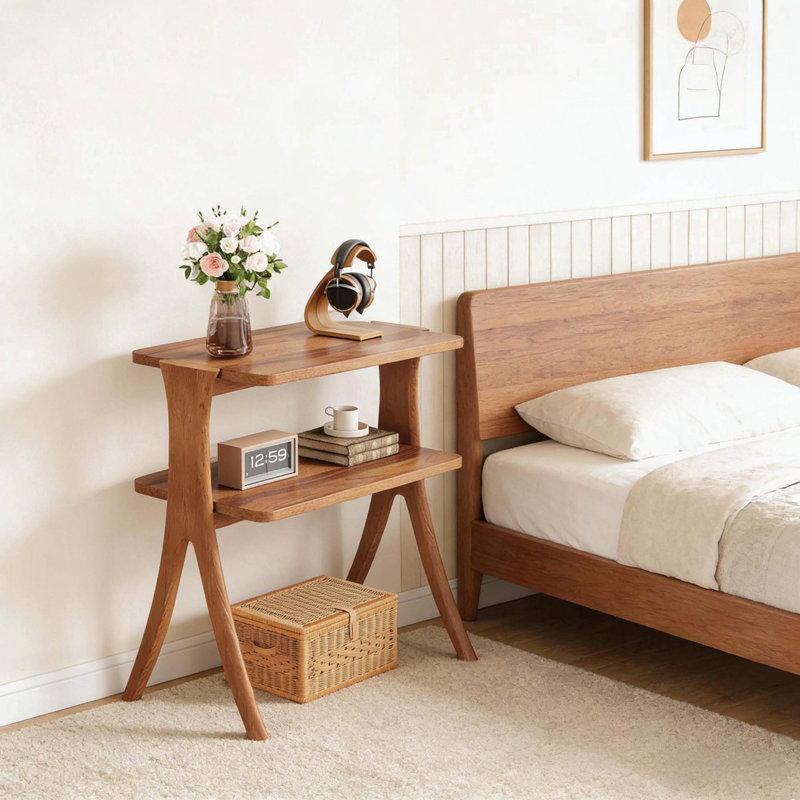 2-Tier Entryway Table,Natural Style End Table,Wood Side Table
