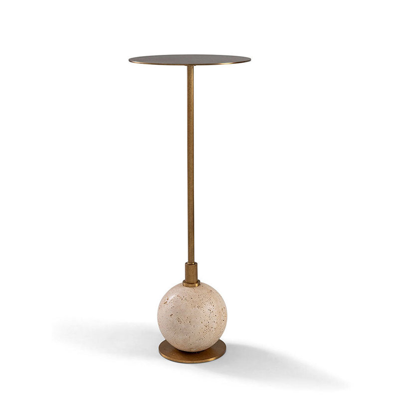 Boston Martini Table, Cream, Aged Brass