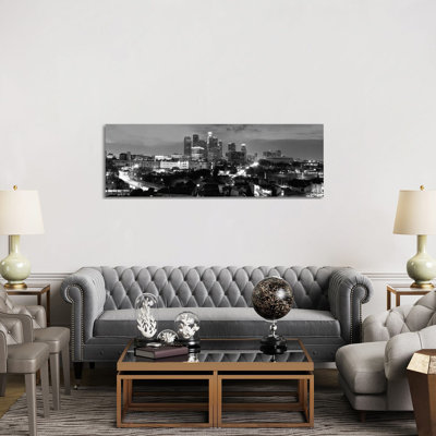 Los Angeles Skyline Cityscape 1 Piece Wrapped Canvas Panoramic Wall Art