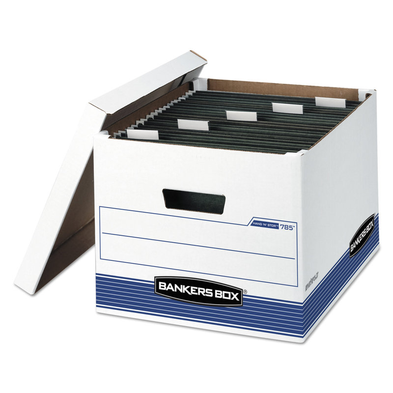 White and Blue Medium Weight Hanging File Storage Box