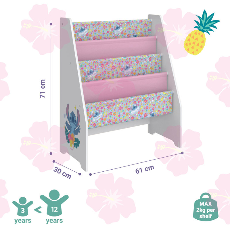 Disney Stitch Book Storage Rack - Easy to Assemble Kids' Bookshelf - Sturdy and Durable Organizer for Children's Books - Perfect for Bedrooms and Playrooms