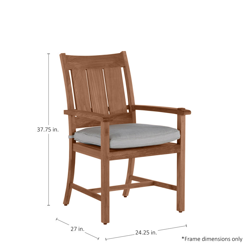 Fauteuil d'extérieur en teck Croquet, Welt + bourre standard, Cast brume, Teck naturel