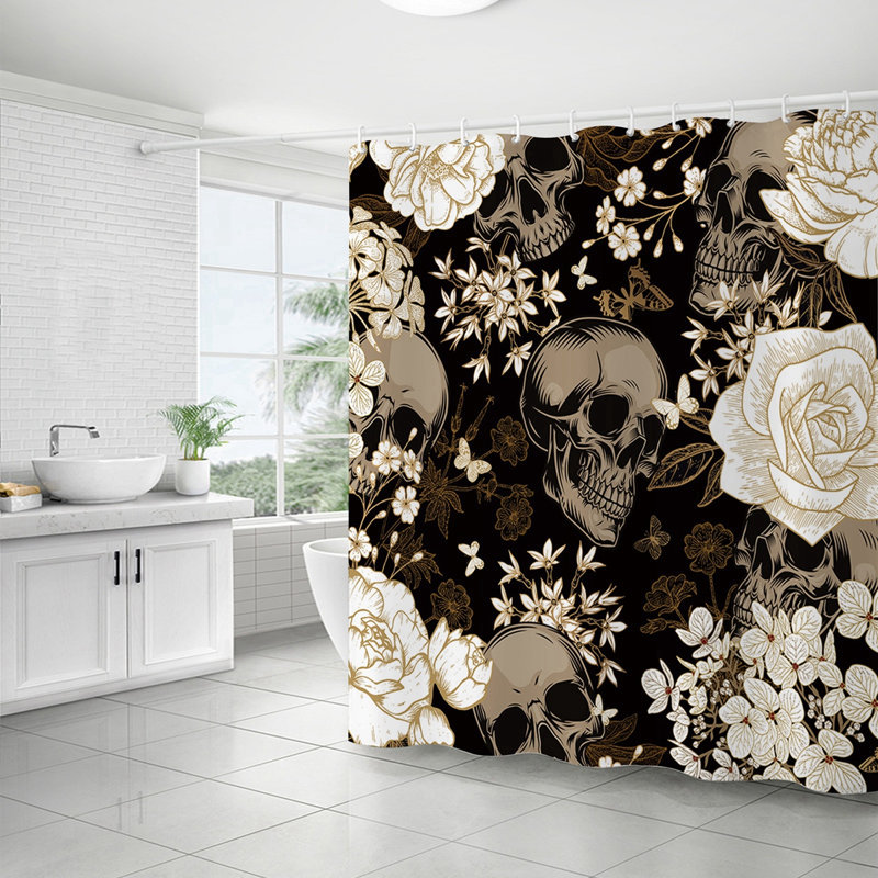 Rideaux de douche d'Halloween avec 12 crochets de 72 po x 72 po, A