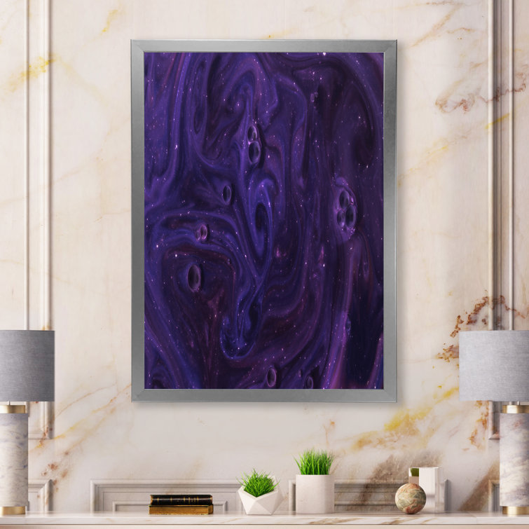 Abstract Dark Purple Paint - Modern Canvas Wall Art Wrought Studio Size: 44 H x 34 W x 1.5 D, Format: Gold Picture Frame