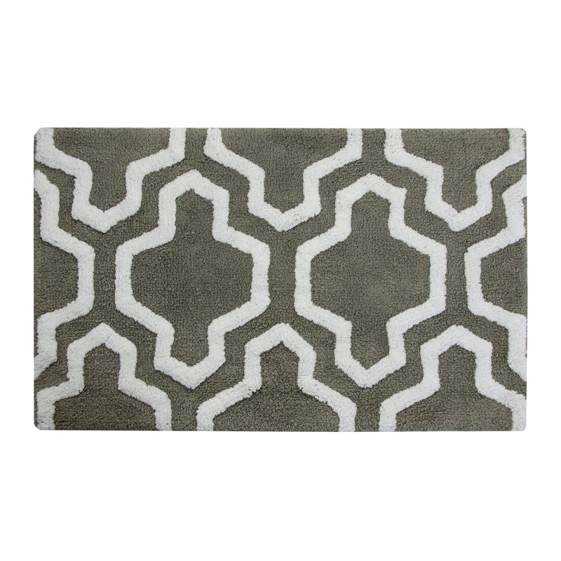Marvela Cotton Bath Rug, Gray / White, 50" x 30"