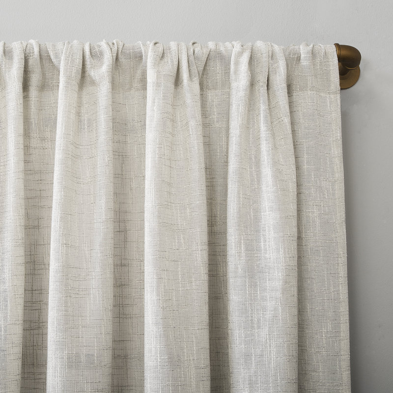 Ivory Sheer Crosshatch Linen Blend Curtain Panel
