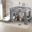 Grand lit superposé simple avec lit inférieur amovible et bureau, structure en bois massif avec tablettes et garde-robe, convertible en lit mezzanine pour une utilisation polyvalente-1790993691
