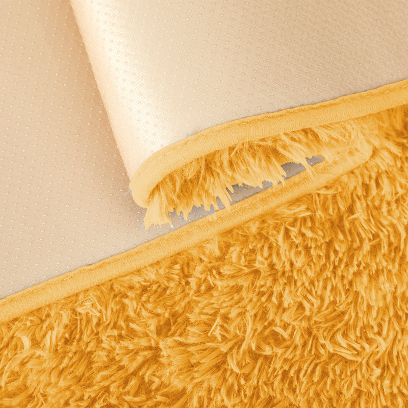 Machine Tufted High Pile Shag Area Rug(Ultra Soft & Fluffy), Ochre, Rectangle 160 x 230 cm