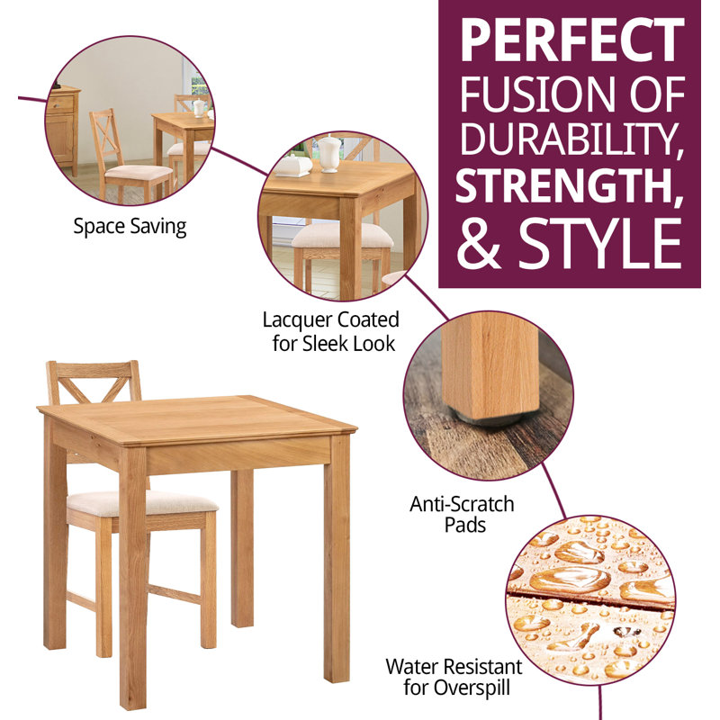 4 - Person Solid Oak Dining Set, Beige