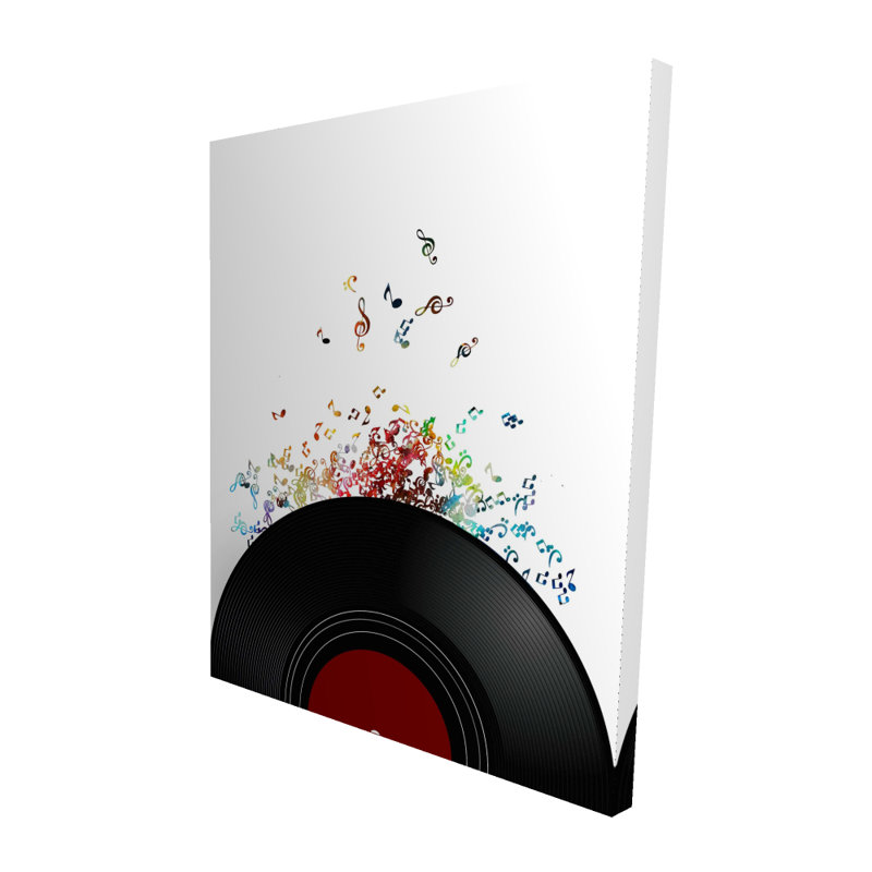 Notes Escaping from a Vinyl Record | Bedroom Object Canvas