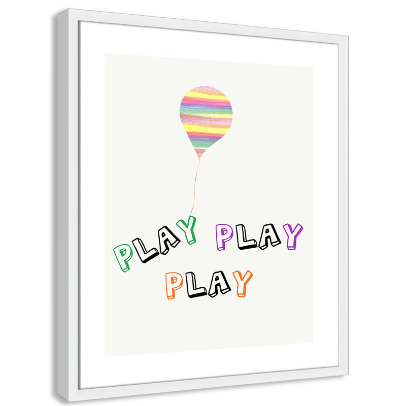 Play Play Play, impression sur papier, H 24,5 po x l 20,5 po x P 1,18 po, Encadré de boîte blanc