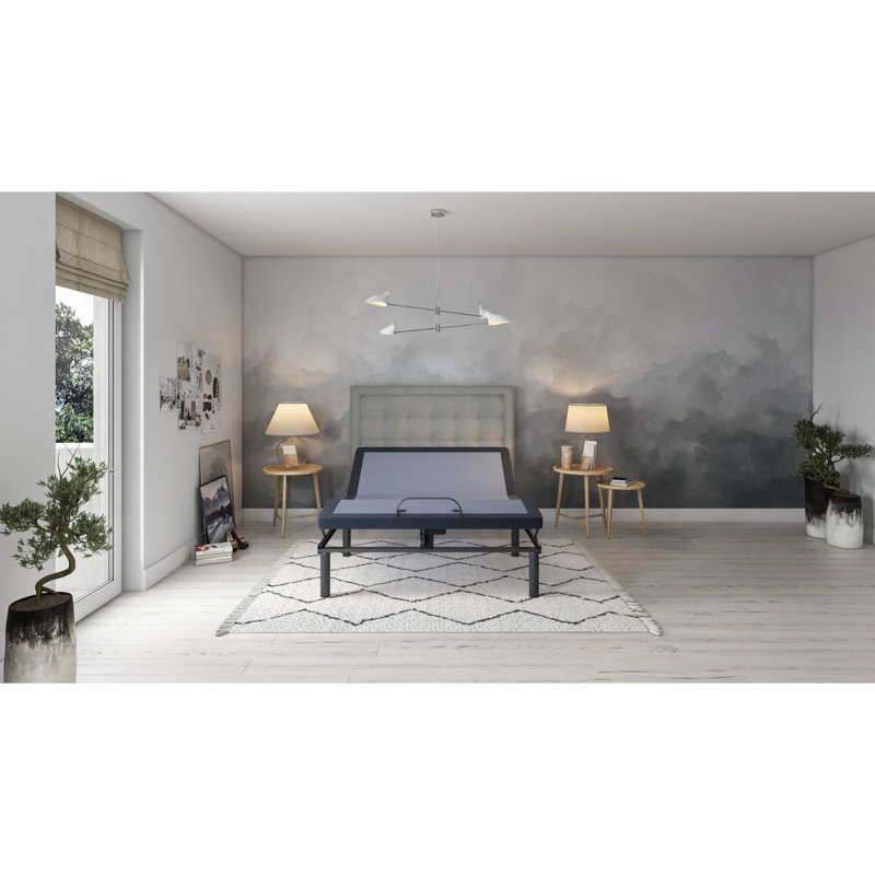 Grand support de lit réglable Os3, position de la tête et des pieds, 3 réglages d'intensité, capacité de 850 lb, structure bleue, et niveaux,